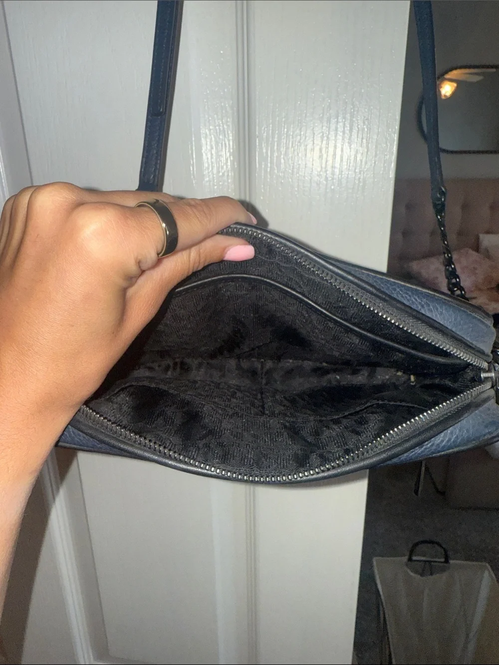 Michael Kors Navy Pebbled Leather Camera Bag